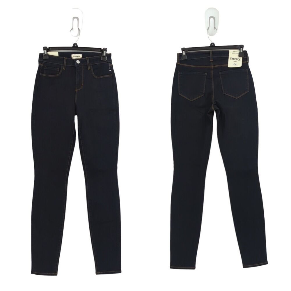 L'Agence Women 24 Marguerite Jeans Ink Dark Blue High Rise Skinny Denim NEW
